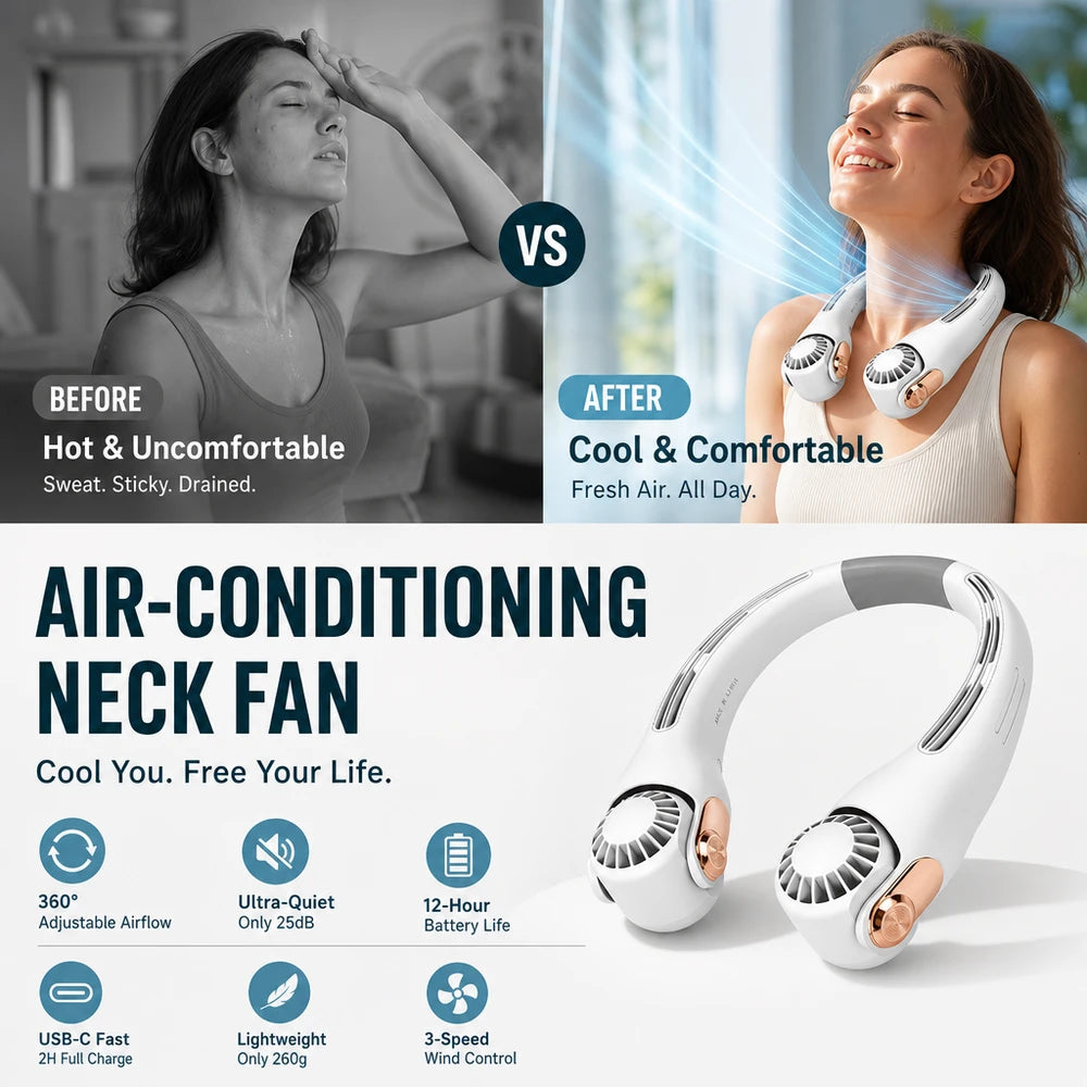 Hands-Free Wearable Neck Fan