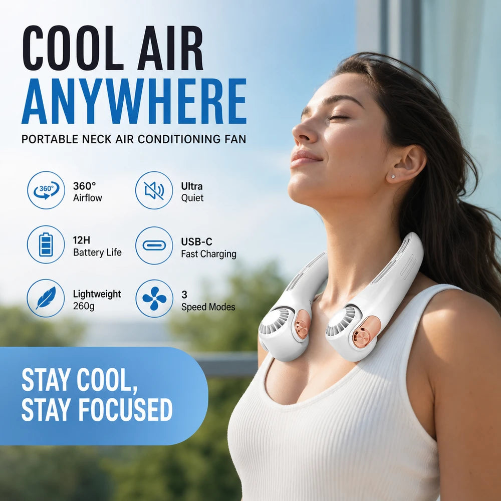 Hands-Free Wearable Neck Fan