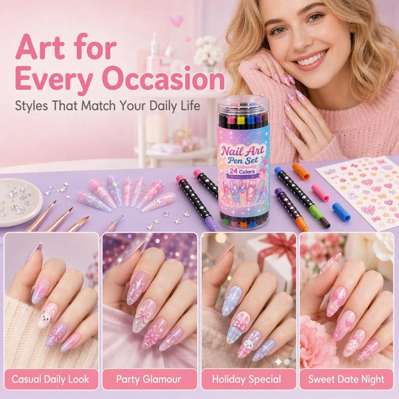24-Color Nail Art Pen Set