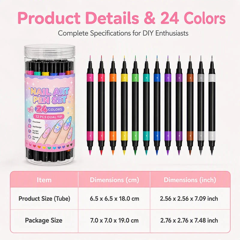24-Color Nail Art Pen Set