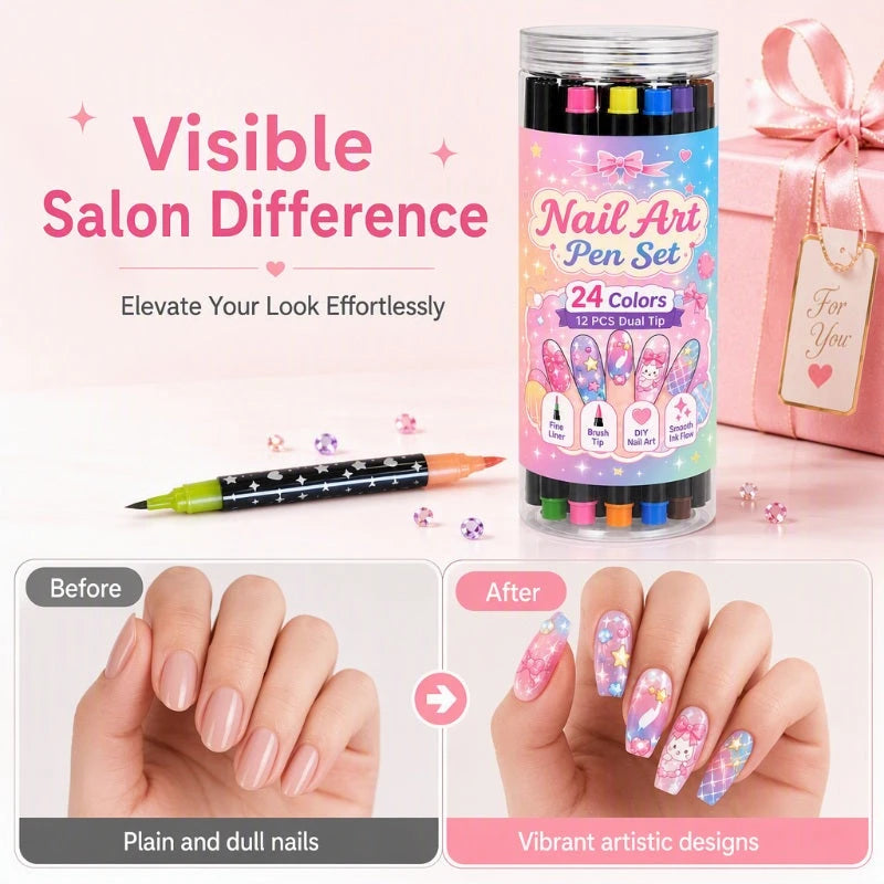 24-Color Nail Art Pen Set